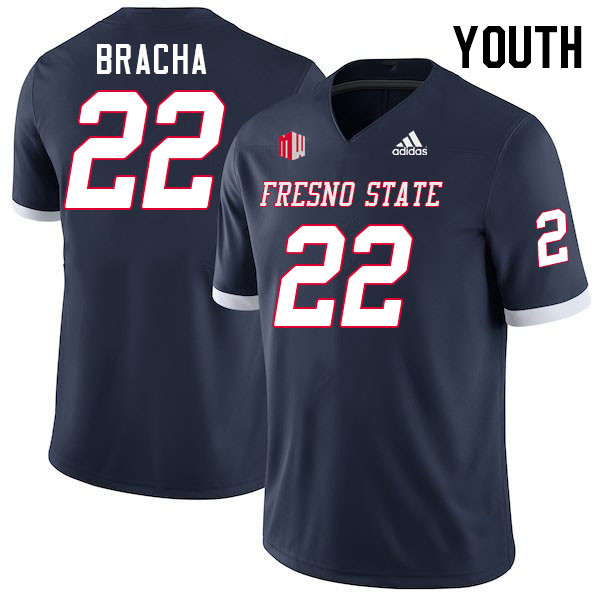 Youth #22 Camryn Bracha Fresno State Bulldogs College Football Jerseys Stitched-Navy